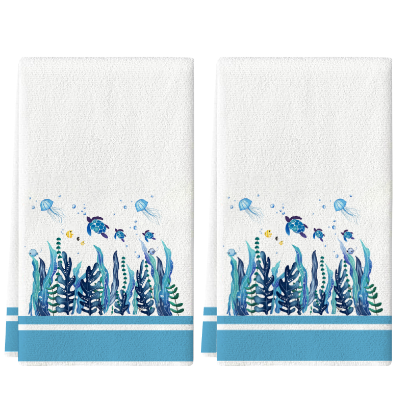 Kitchen Baking Necessities - 2 Buah, Handuk Dapur Berpinggir Biru