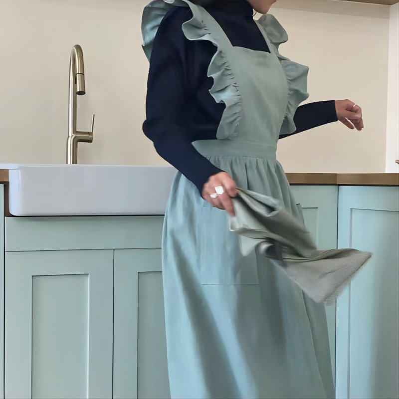 1 Buah Celemek Antik Linen Kat - Baking In Kitchen ulasan dan harga