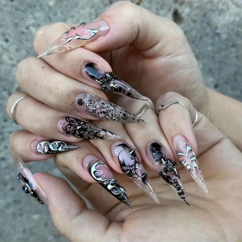 24pcs Set Kuku Palsu Stiletto  - Decorating Tip Set ulasan dan harga