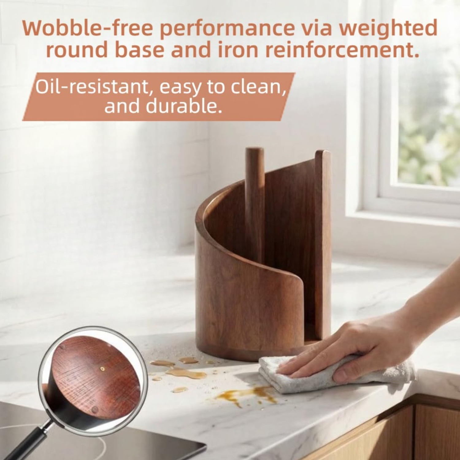 Tempat Tisu Dapur Kayu Alami D - Kitchen Baking Paper Holder ulasan dan harga