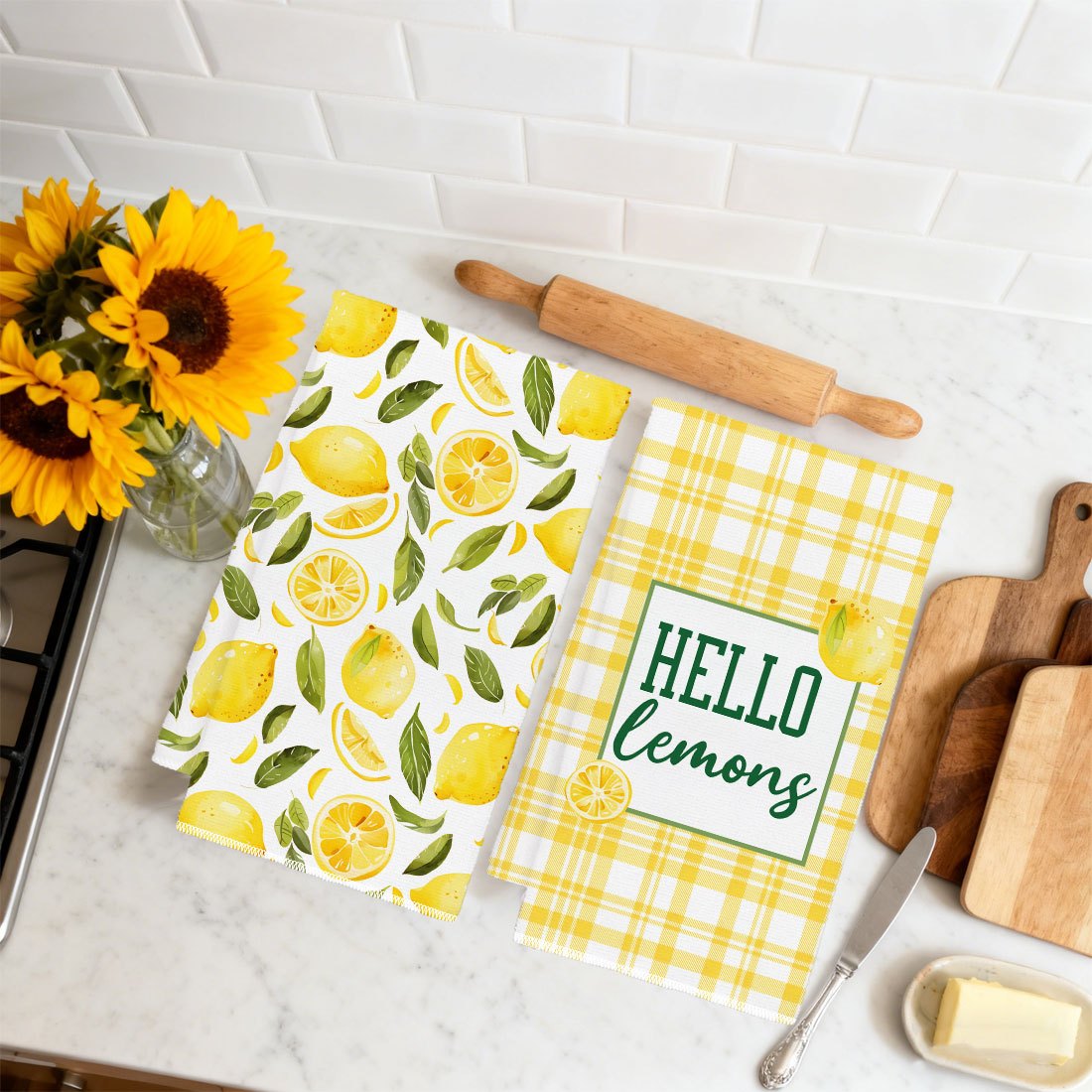 2 Buah, Handuk Dapur Motif Dau - Kitchen Baking Necessities ulasan dan harga