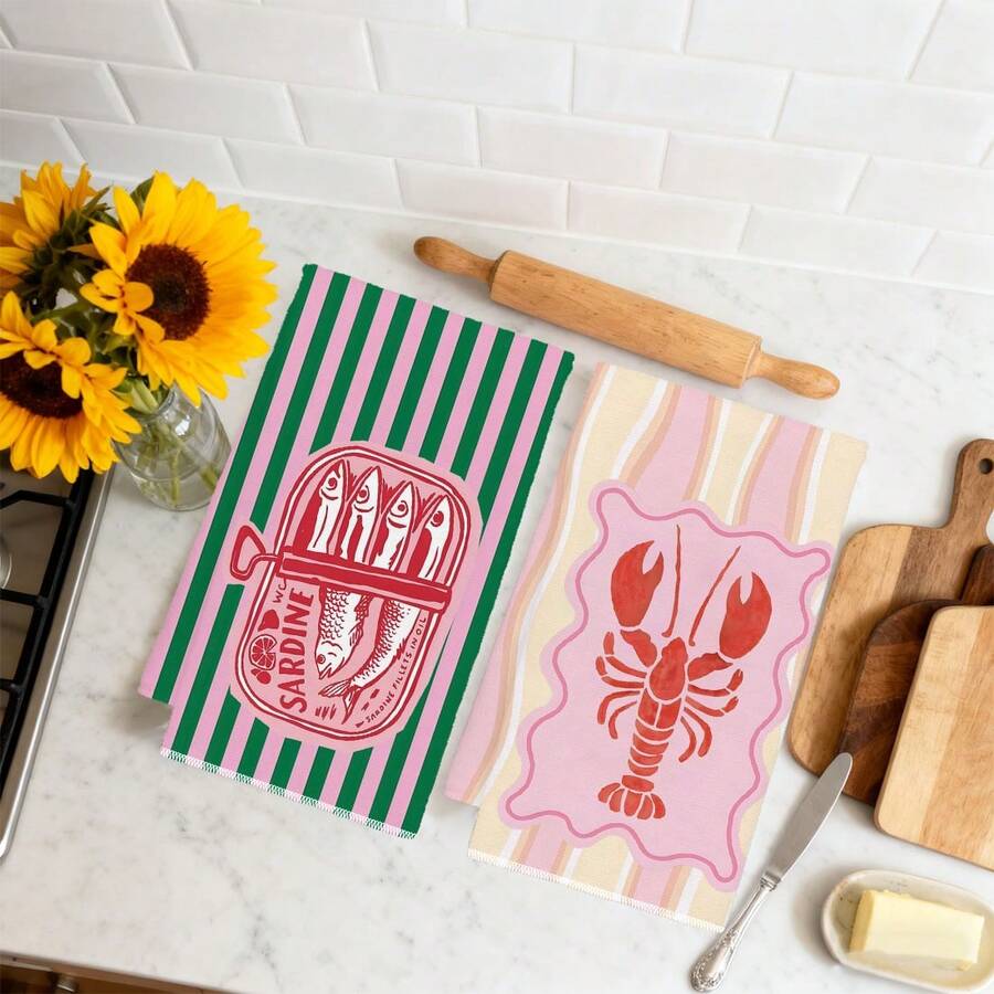 2 Buah, Handuk Dapur Bergaris  - Kitchen Baking Must Haves ulasan dan harga